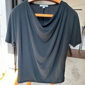 Green Envelope black top draped neckline size small